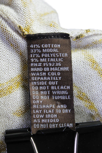 J. Mclaughlin Womens Crew Neck Long Sleeve Abstract Print Top Gold Large