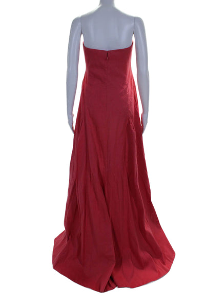 Halston Womens Cotton Strapless High Low Gown Coral Pink Size 8