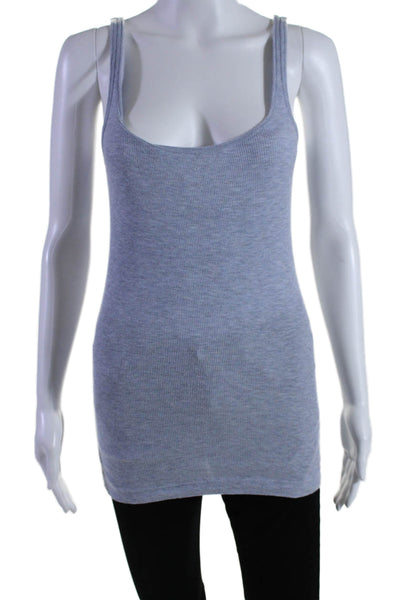 Vince Womens Ribbed Sleeveless Pullover Tank Top Blue Cotton Size Small