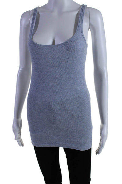 Vince Womens Ribbed Sleeveless Pullover Tank Top Blue Cotton Size Small