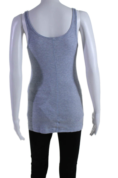 Vince Womens Ribbed Sleeveless Pullover Tank Top Blue Cotton Size Small