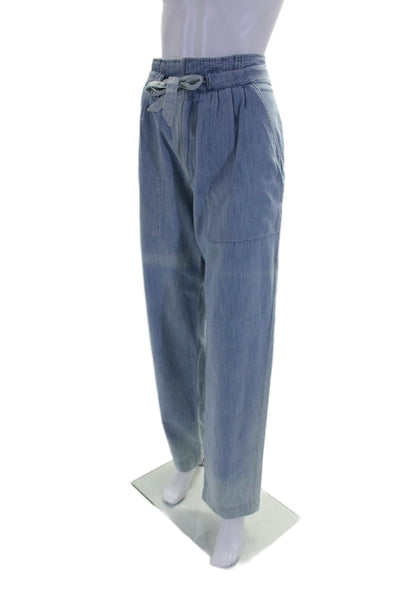 Isabel Marant Womens Cotton Blue Drawstring High Rise Taper Pants Size M