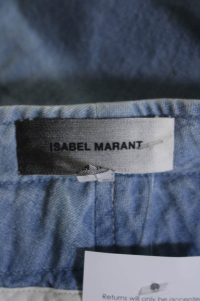 Isabel Marant Womens Cotton Blue Drawstring High Rise Taper Pants Size M