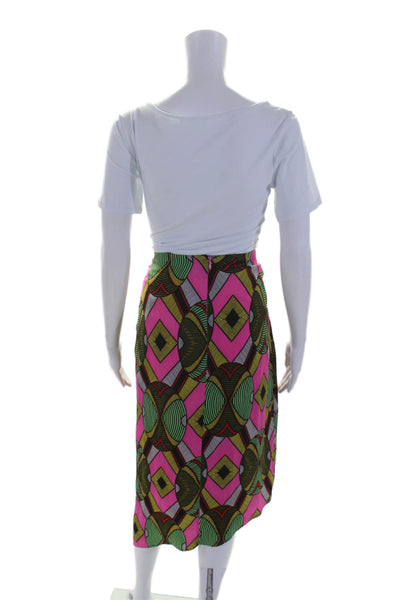 Essentiel Antwerp Womens Pink Multi Printed Tie Front Lined Midi Skirt Size 36