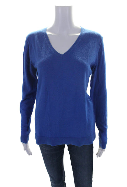 The Line Womens Cotton Blend Blue Crew Neck Pullover Sweater Top Size M