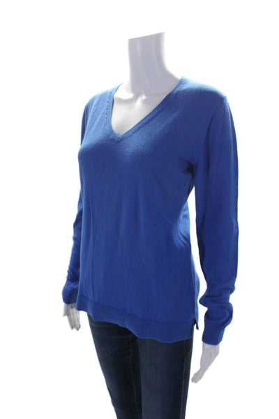 The Line Womens Cotton Blend Blue Crew Neck Pullover Sweater Top Size M