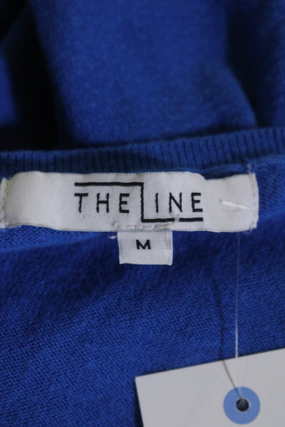 The Line Womens Cotton Blend Blue Crew Neck Pullover Sweater Top Size M