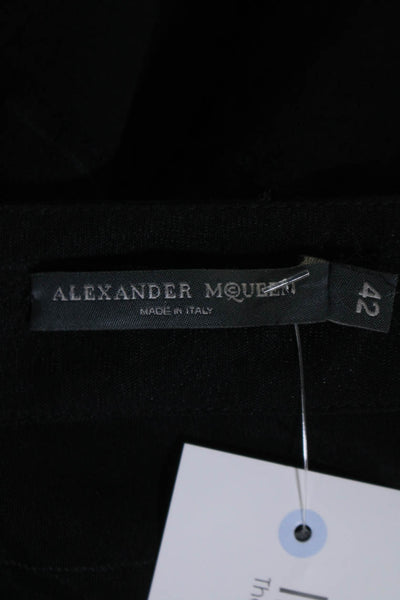 Alexander McQueen Women's Leather Trim A-Line Mini Skirt Black Size 42