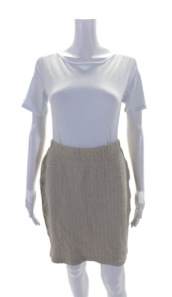 St. John Collection Womens Unlined Knit Elastic Waist Mini Skirt Beige Size 10