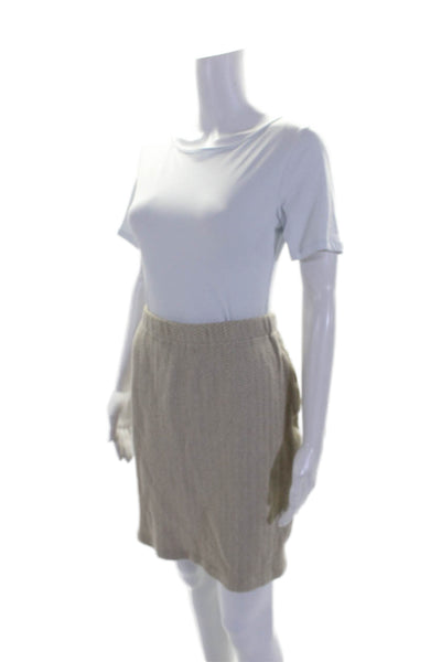 St. John Collection Womens Unlined Knit Elastic Waist Mini Skirt Beige Size 10