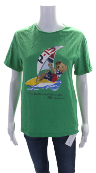 Polo Ralph Lauren Boys Cotton Graphic Short Sleeve T-Shirt Top Green Size L