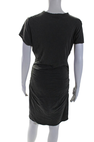 Standard James Perse Womens Short Sleeve Ruched Twist Dress Gray Cotton Size 2