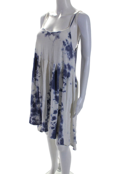 Sundry Womens Spaghetti Strap Scoop Neck Tie Dyed Dress White Blue Cotton Size 2