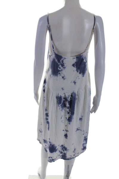 Sundry Womens Spaghetti Strap Scoop Neck Tie Dyed Dress White Blue Cotton Size 2