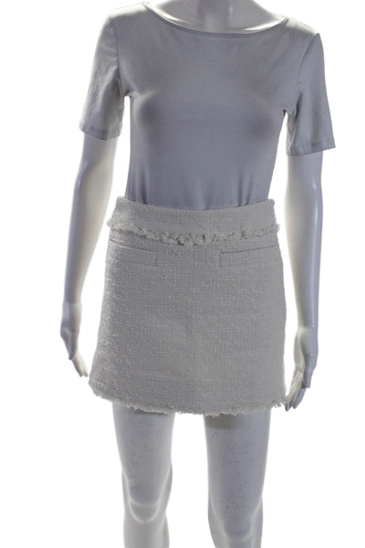 Proenza Schouler White Label Womens Cotton Tweed Mini Skirt White Size 0