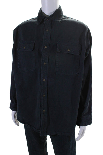 J. Galt Mens Cotton Corduroy Trim Snap Closure Oversize Shirt Black Size S