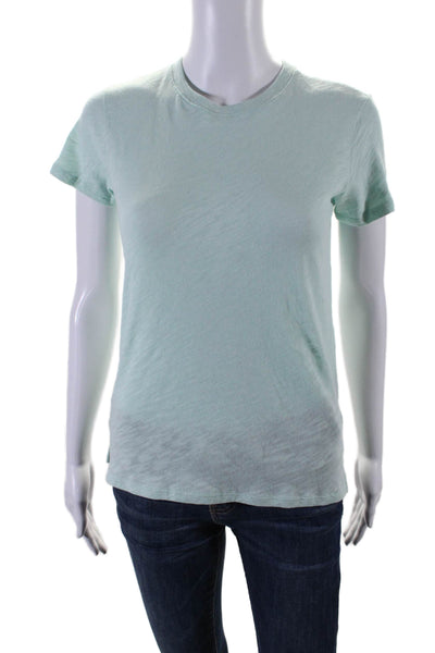ATM Womens Green Slub Jersey Schoolboy Short Sleeve Crew Neck Tee Top Size S