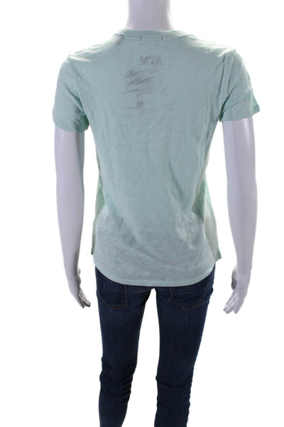 ATM Womens Green Slub Jersey Schoolboy Short Sleeve Crew Neck Tee Top Size S