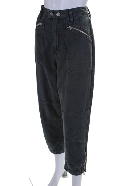 Frame Womens High Rise Slim Leg Casual Pants Washed Black Cotton Size 29