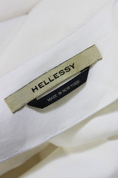 Hellessy Womens Pleated Balloon Sleeves Button Down Shirt White Cotton Size 8