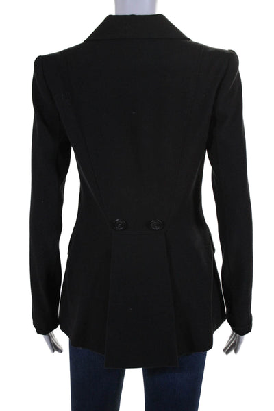 Oscar de la Renta Womens Button Down Long Sleeves Jacket Black Wool Size 2