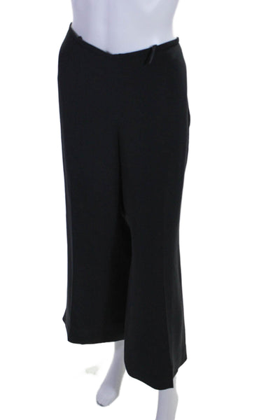 Feraud Womens Silk High Rise Wide Leg Dress Pant Trousers Black Size 16