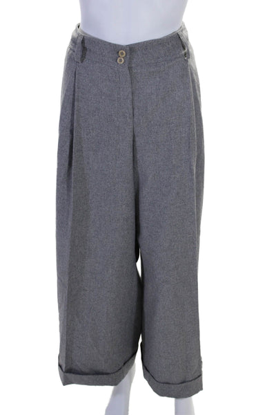 Feraud Womens Angora Pleated Front Wide Leg Dress Pants Gray Size Large