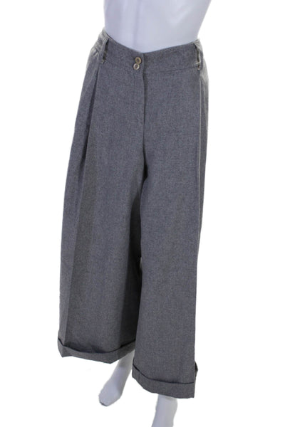 Feraud Womens Angora Pleated Front Wide Leg Dress Pants Gray Size Large