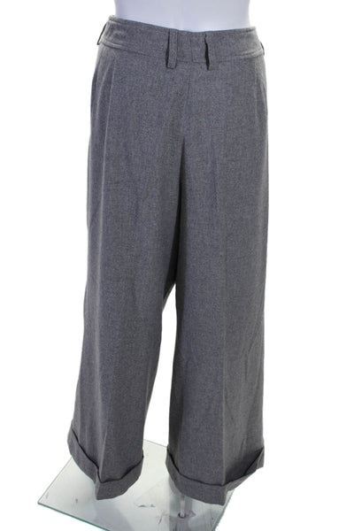 Feraud Womens Angora Pleated Front Wide Leg Dress Pants Gray Size Large