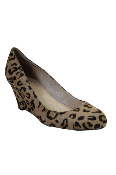 Kate Spade New York Womens Brown Leopard Print Wedge Heels Shoes Size 8.5M