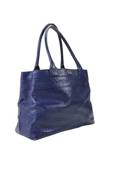 Kate Spade New York Womens Navy Embossed Ostrich Skin Print Shoulder Bag Handbag