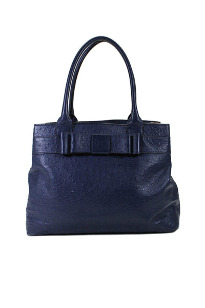 Kate Spade New York Womens Navy Embossed Ostrich Skin Print Shoulder Bag Handbag