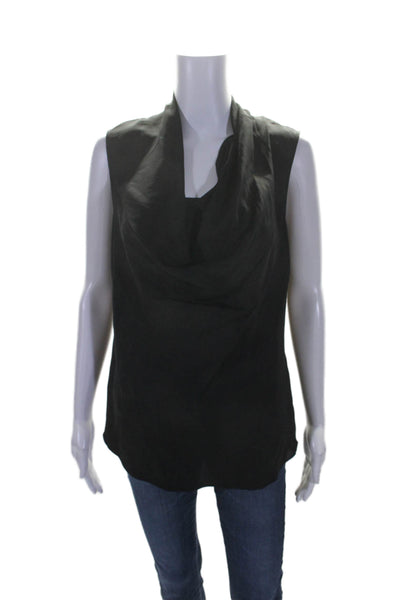 Theory Womens Scoop Neck Sleeveless Basic Blouse Silk Black Size Small