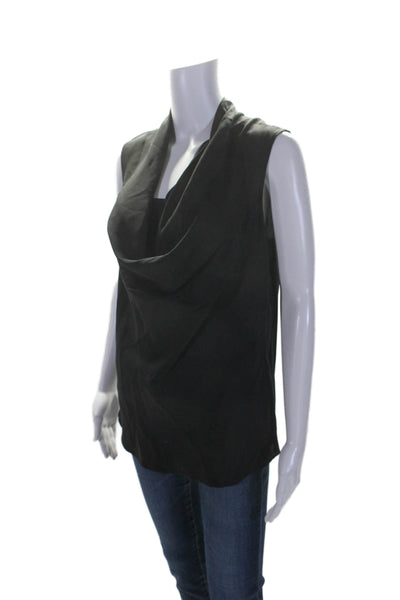 Theory Womens Scoop Neck Sleeveless Basic Blouse Silk Black Size Small