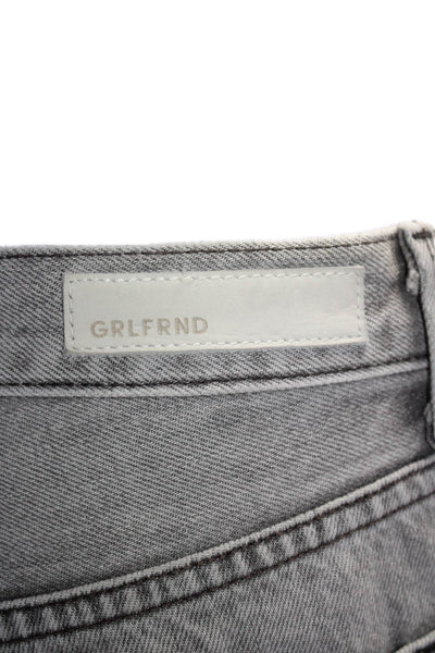 Grlfrnd Womens Distressed Zip Front Tapered Leg Skinny Jeans Gray Size 27