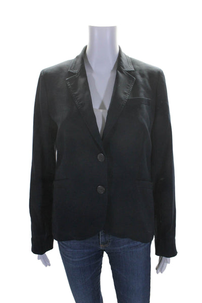 J Crew Womens Cotton 3 Pocket Notch Collar Button Up Blazer Jacket Navy Size 6