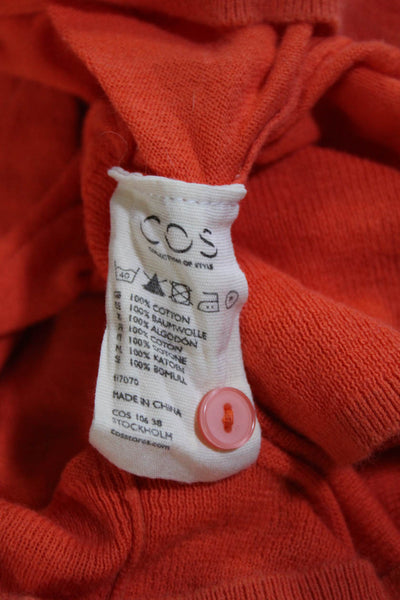 COS Womens Button Front Long Sleeve Crew Neck Sweater Orange Cotton Size Small