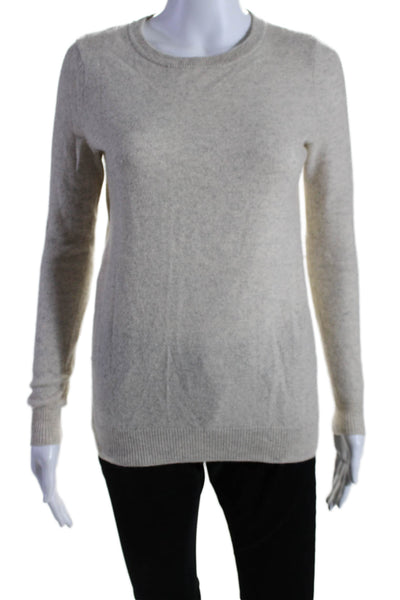 C by Bloomingdales Womens Round Neck Cashmere Sweater Beige Size Small