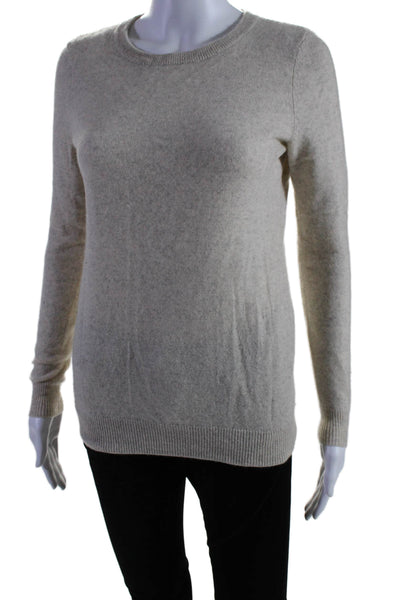 C by Bloomingdales Womens Round Neck Cashmere Sweater Beige Size Small