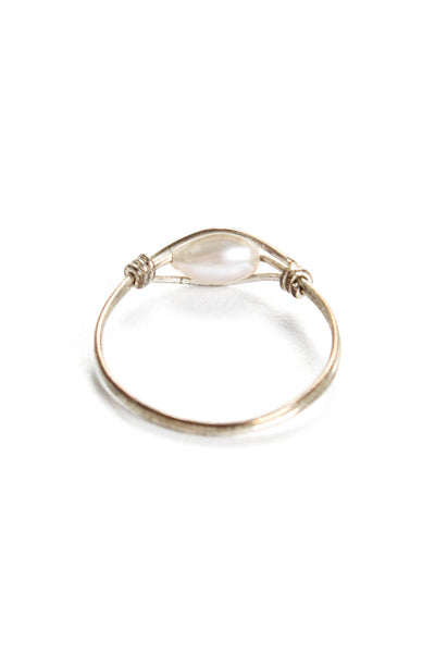 Designer Womens 14K Yellow Gold + Sterling Silver Seed Pearl Ring Set 1.2g Size