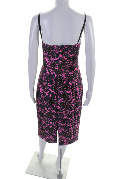 Michael Kors Collection Womens Floral Print Midi Pencil Dress Pink Black Size 10