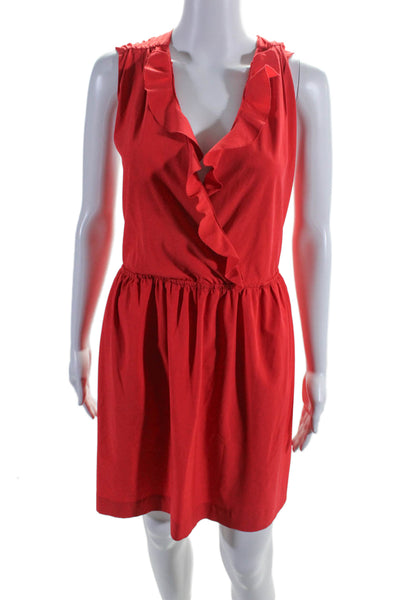 Rachel Rachel Roy Women's V-Neck Sleeveless Ruffle Mini Dress Red Size 2