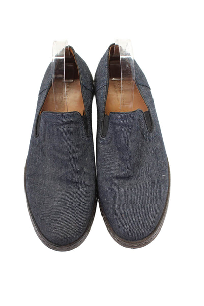 John Varvatos Men's Round Toe Slip-On Loafers Denim Shoes Dark Blue Size 9.5