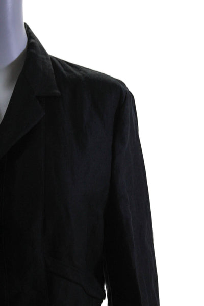 Agnona Womens Linen Silk Blend Black Three Button Long Sleeve Blazer Size 46