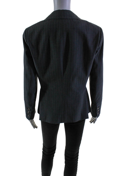 Theory Womens Wool Dark Gray Striped Two Button Long Sleeve Blazer Size 12