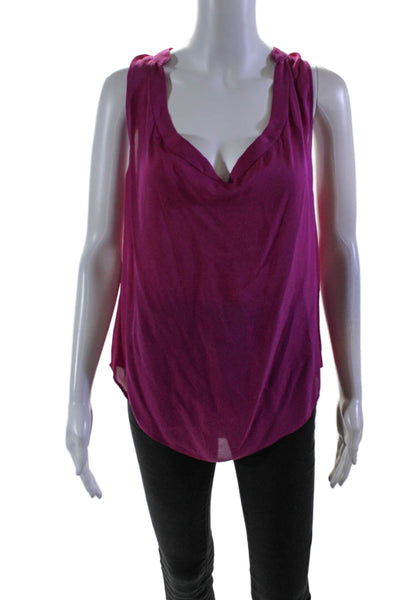 Haute Hippie Womens Silk Hot Pink Scoop Neck Sleeveless Blouse Top Size M