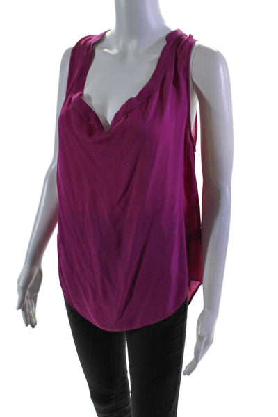 Haute Hippie Womens Silk Hot Pink Scoop Neck Sleeveless Blouse Top Size M