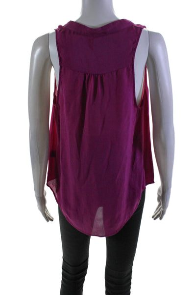 Haute Hippie Womens Silk Hot Pink Scoop Neck Sleeveless Blouse Top Size M