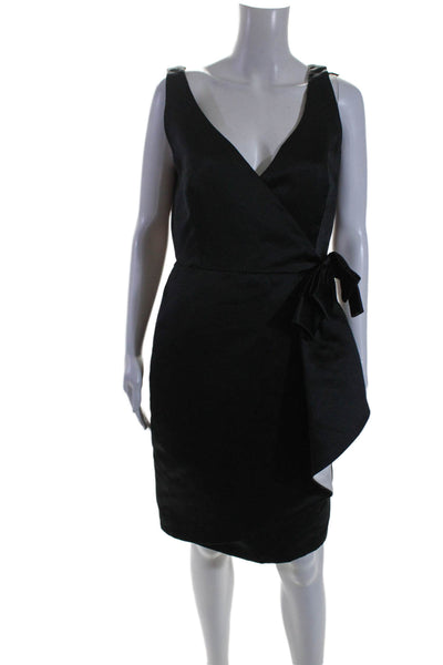 Armani Collezioni Womens Back Zip Sleeveless V Neck Satin Bow Dress Black 10