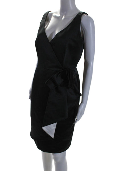 Armani Collezioni Womens Back Zip Sleeveless V Neck Satin Bow Dress Black 10